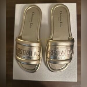 Dior Gold Slide Sandals